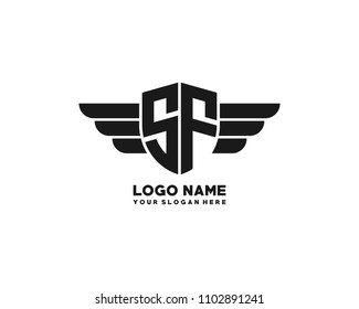 Initial SC wing logo template vector
