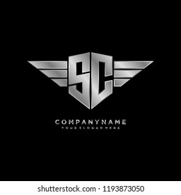 Initial SC wing logo template vector