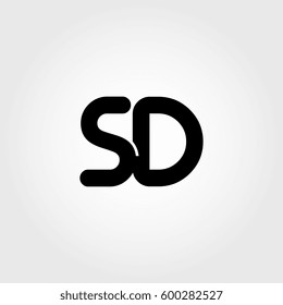 initial sd black business logo