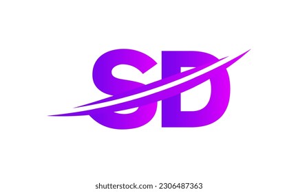 Logotipo de letra SD inicial con plantilla de vectores gráficos de diseño Swoosh para identidad de empresa y empresa.