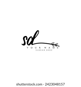 Initial SD logo handwriting floral typography ornament