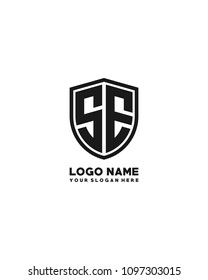 Initial SE abstract shield logo template vector