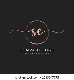 Initial SE beauty monogram and elegant logo design, handwriting logo of initial signature, wedding, fashion, floral and botanical with creative template.