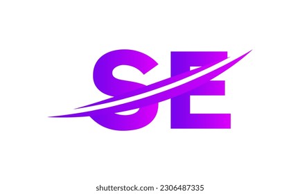 Initial SE letter Logo With Swoosh Design Graphic Vector Template for Business and Company Identity.