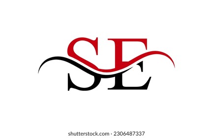 Initial SE letter Logo With Swoosh Design Graphic Vector Template for Business and Company Identity.