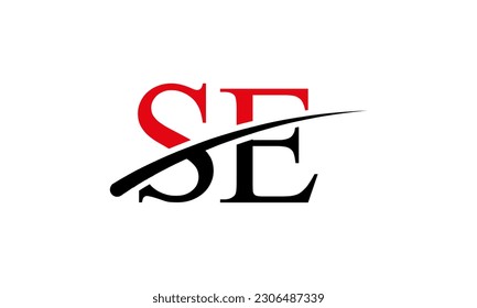 Initial SE letter Logo With Swoosh Design Graphic Vector Template for Business and Company Identity.