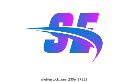 Initial SE letter Logo With Swoosh Design Graphic Vector Template for Business and Company Identity.