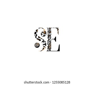 Initial SE Letter with Luxury Leopard Pattern Logotype