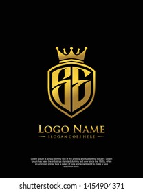 initial SE letter with shield style logo template vector