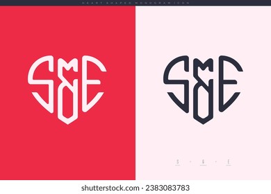 initial SE letters with red heart and love logo flat icon monogram concept