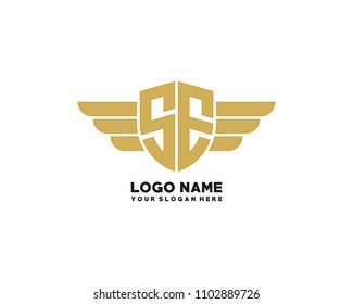 Initial SE wing logo template vector