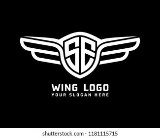 Initial SE wing logo template vector