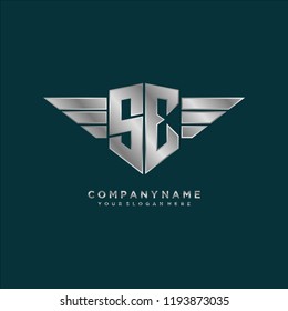 Initial SE wing logo template vector