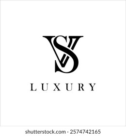 initial serif VS logo or SV icon monogram luxury concept font design template
