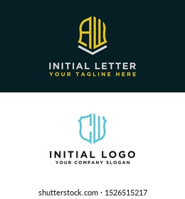 Initial set of AW and CW of modern graphic design. Inspiring logo design for all companies. -Vectors