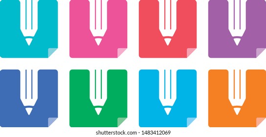 initial set. pencil, colorful paper and initial concept