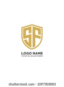 Initial SF abstract shield logo template vector