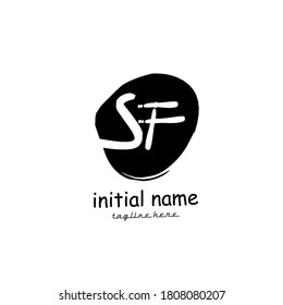 Initial SF handwriting logo template vector