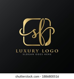 Initial SF-Buchstaben Logo Design Vektorvorlage. Abstrakter Luxusbrief SF Logo Design