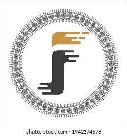 Diseño de logotipo de carta SF inicial con borde vector 