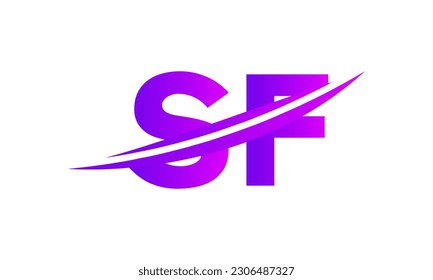 Initial SF letter Logo With Swoosh Design Graphic Vector Template for Business and Company Identity.