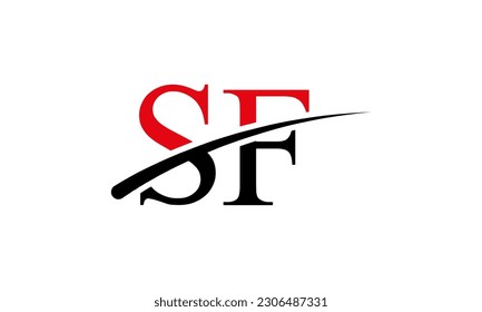 Initial SF-Logo mit Swoosh Design Grafik-Vektorvorlage für Unternehmens- und Unternehmensidentität.
