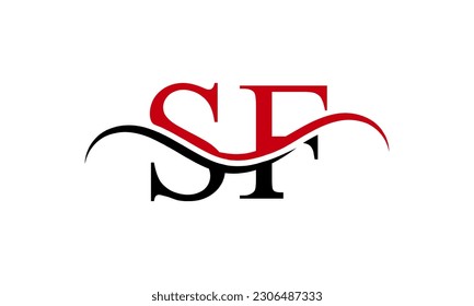 Initial SF letter Logo With Swoosh Design Graphic Vector Template for Business and Company Identity.