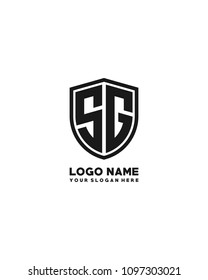 Initial SG abstract shield logo template vector