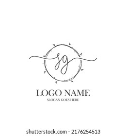 Monograma inicial de belleza SG y diseño elegante de logotipo, logotipo de escritura a mano de firma inicial, boda, moda, floral y botánica con plantilla creativa.