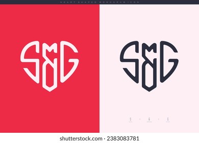 initial SG letters with red heart and love logo flat icon monogram concept