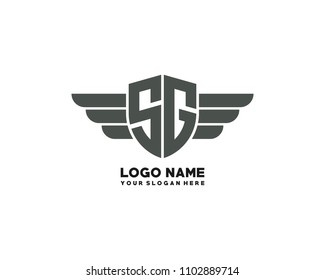 Initial SG wing logo template vector