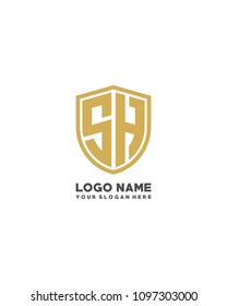 Initial SH abstract shield logo template vector