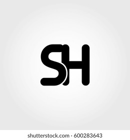 initial sh black business logo