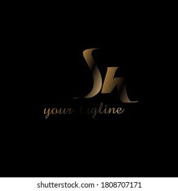 vector de plantilla de logotipo de escritura a mano Sh inicial