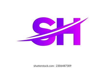 Initial SH letter Logo With Swoosh Design Graphic Vector Template for Business and Company Identity.