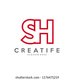 Initial SH logo concepts template vector