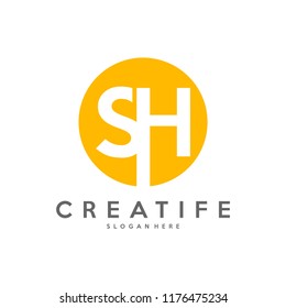 Initial SH logo concepts template vector