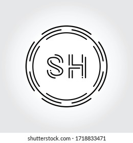 Initial SH Logo Design Creative Typography Vector Template. Digital Abstract Letter SH Logo Vector Illustration