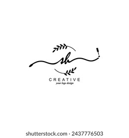 Erste SH-Logo-Handschrift-botanische Branding-Typografie