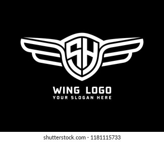 Initial SH wing logo template vector