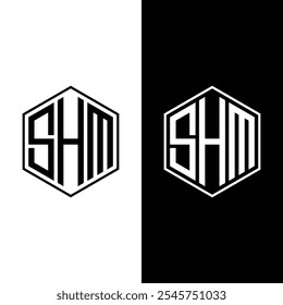 Logotipo inicial de la letra de SHM con el Vector moderno creativo de la tipografía del negocio