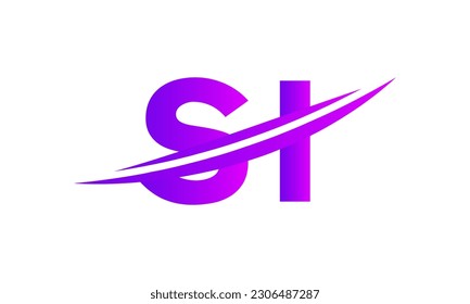 Initial SI letter Logo With Swoosh Design Graphic Vector Template for Business and Company Identity.