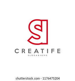Initial SI logo concepts template vector