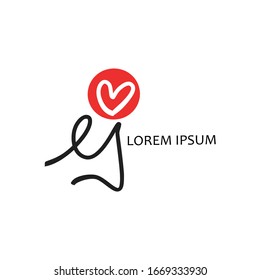 Logo de firma inicial ej Letra minúscula estilo de escritura a mano memorable. Diseño versátil, único con símbolo de amor, fácil de editar vector EPS 10.