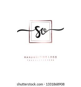 SO initial signature logo. handwriting logo template vector,