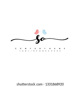 SO initial signature logo. handwriting logo template vector,