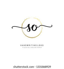 SO initial signature logo. handwriting logo template vector,