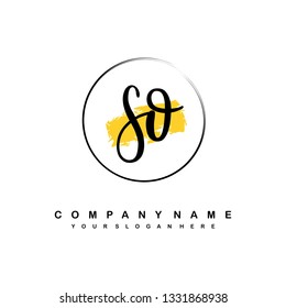 SO initial signature logo. handwriting logo template vector,