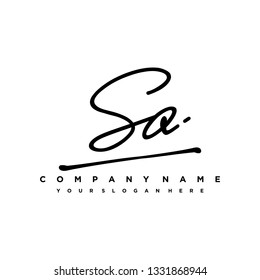 SO initial signature logo. handwriting logo template vector,