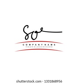 SO initial signature logo. handwriting logo template vector,